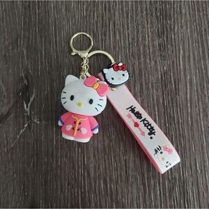 Hello Kitty Pink and White Keychain with Gold Accent